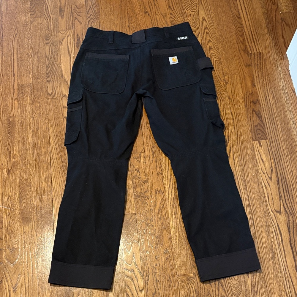 Carhartt  Steel Black Men's Cargo Work Pants with Reinforced Knees - Picture 5 of 5